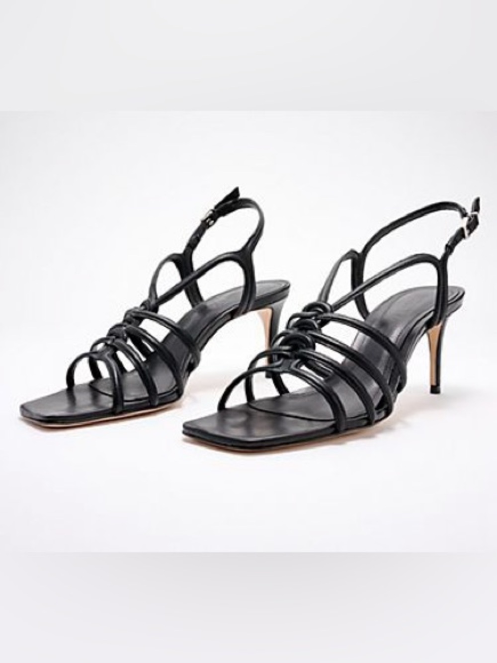 NWT - SCHUTZ Black Strappy Knot Mid-Heel Sandals - Size 8.5